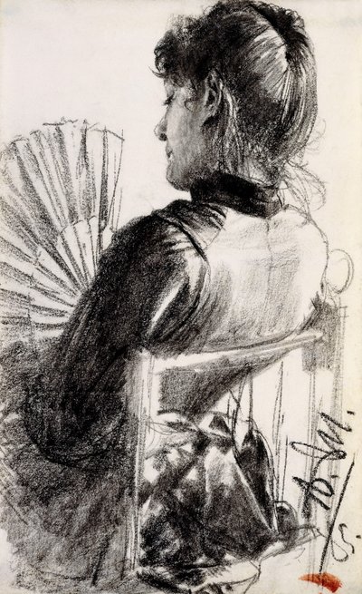 Dama con abanico, 1885 de Adolph Menzel