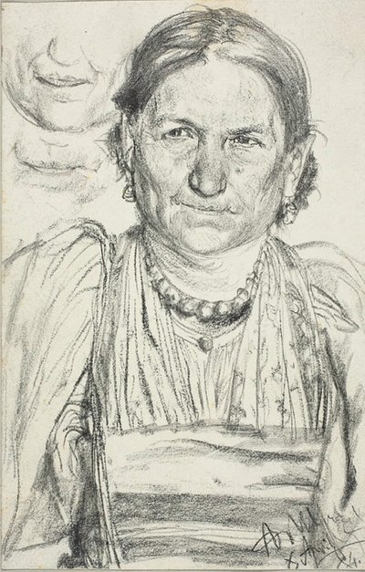 Retrato de una campesina de Adolph Menzel