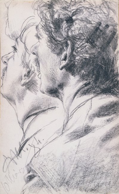 La cabeza de un joven de perfil a la izquierda, 1884 de Adolph Menzel