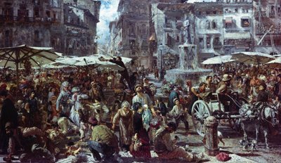 El mercado de Verona de Adolph Menzel