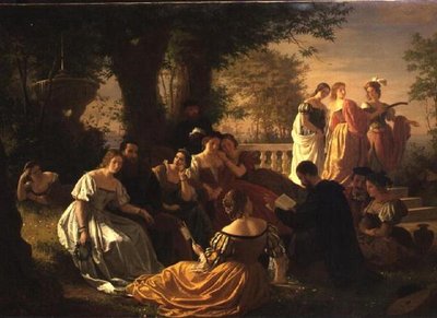 Fiesta Veneciana Leyendo en un Jardín de Adolph Friedrich George Wichman