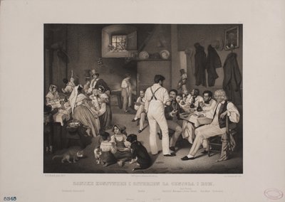 Artistas daneses en Osterien la Censola de Roma de Johan Adolph Kittendorff
