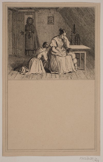Una familia pobre. No. 25 en Chr. Winther y M. Rørbye, "25 Imágenes para niños pequeños" de Johan Adolph Kittendorff