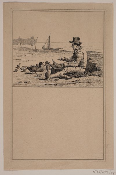 El pescador y el pato. Nº 17 en Chr. Winther y M. Rørbye, "25 Imágenes para niños pequeños" de Johan Adolph Kittendorff