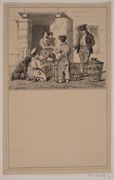 Pájaros en cautiverio. No. 9 en Chr. Winther y M. Rørbye, "25 Imágenes para niños pequeños" de Johan Adolph Kittendorff