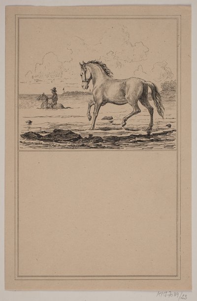 El caballo en el agua. N.º 22 en Chr. Winther y M. Rørbye, "25 Imágenes para niños pequeños" de Johan Adolph Kittendorff