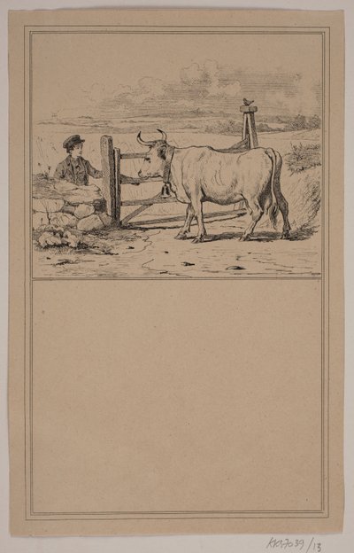 La vaca y el niño. No. 12 en Chr. Winther y M. Rørbye, "25 Imágenes para niños pequeños" de Johan Adolph Kittendorff