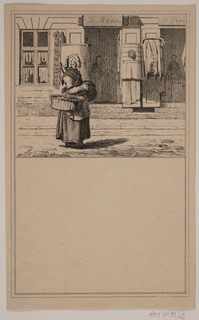 Mujer en la tienda. No. 20 en Chr. Winther y M. Rørbye, "25 imágenes para niños pequeños" de Johan Adolph Kittendorff