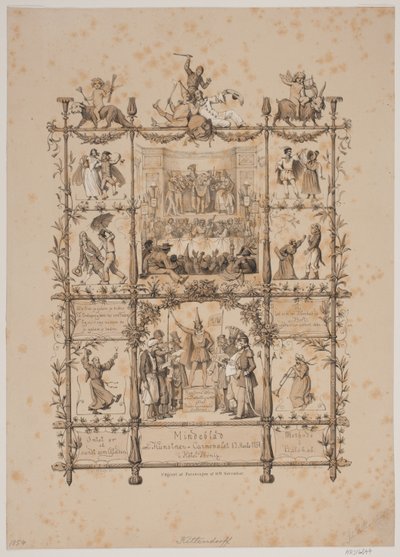 Hoja conmemorativa del carnaval de artistas del 3 de marzo de 1854 de Johan Adolph Kittendorff