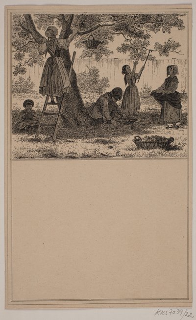 Bajo el manzano. No. 21 en Chr. Winther y M. Rørbye, "25 Imágenes para niños pequeños" de Johan Adolph Kittendorff