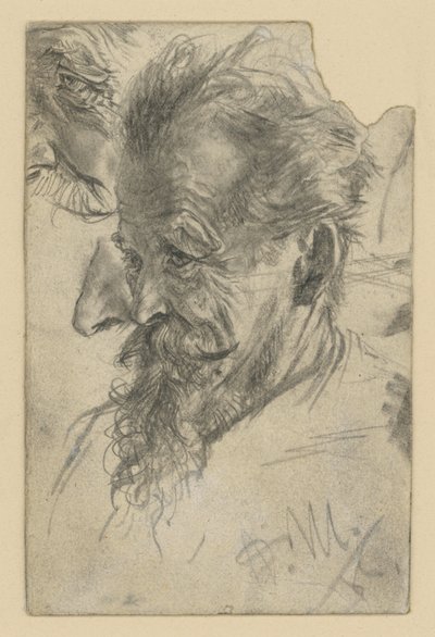 Cabeza de hombre mayor con perilla y otros detalles de Adolph Menzel