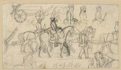 Estudios sobre artillería y caballería de Adolph Menzel