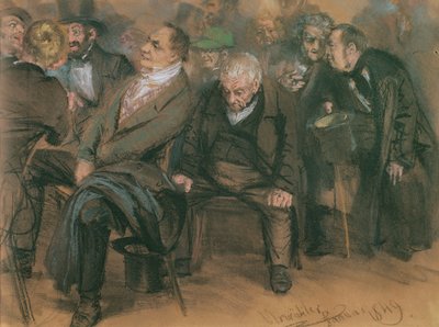 Burgueses alemanes en una reunión pública, 1849 (pastel sobre papel) de Adolph Menzel