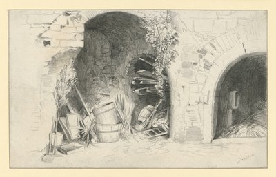 Barriles y tablones bajo los arcos de la Jungfernbastei en Dresde de Adolph Menzel