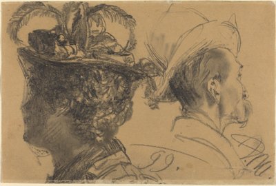 Cabezas de un hombre y una mujer de Adolph Menzel