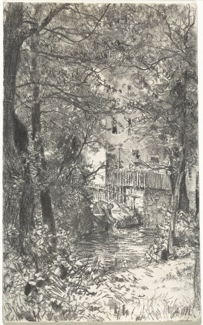 Paisaje con una Lavandera de Adolph Menzel