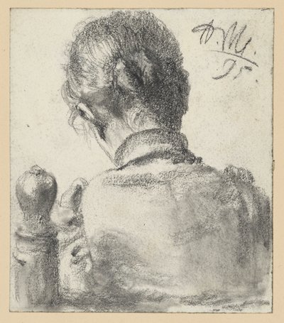 Vista de espaldas de una mujer sentada en una silla de Adolph Menzel