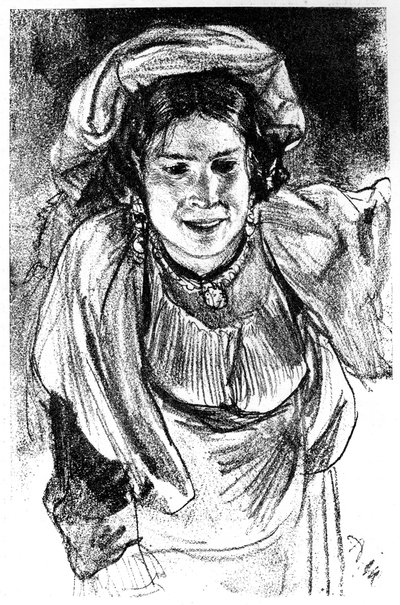 Estudio de una chica italiana, c1880-1882 de Adolph Menzel