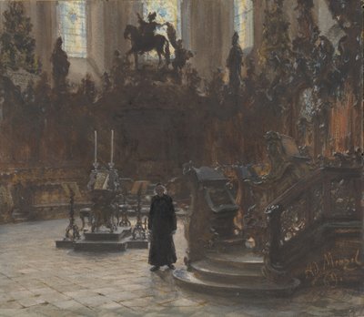Los coros en la catedral de Maguncia, 1869 de Adolph Menzel