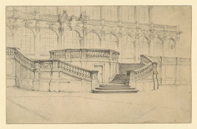 Escalera que conduce al Salón de Matemáticas y Física del Zwinger de Dresde de Adolph Menzel