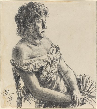 Mujer con vestido de corte de Adolph Menzel
