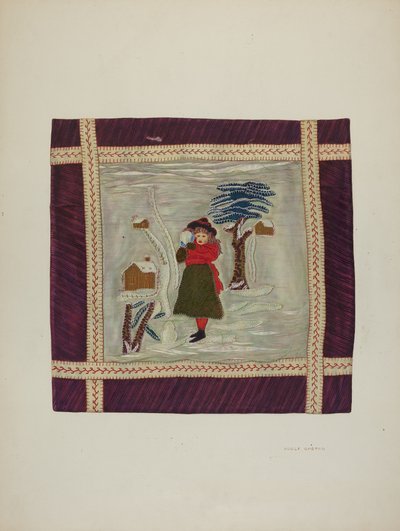Detalle de colcha de apliqué, 1941 de Adolph Opstad