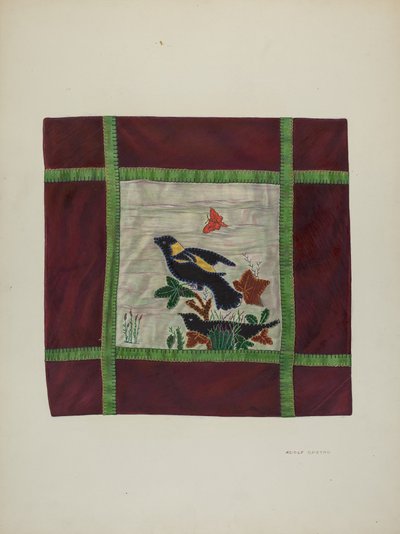Cubrecama de apliqué (detalle), 1941 de Adolph Opstad