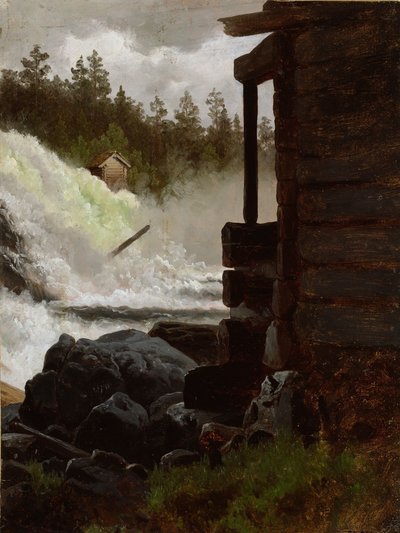 Una cascada de Adolph Tidemand