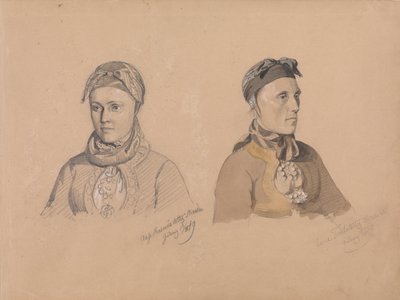 Aase Rasmusdatter Stranden y Anna Troelsdatter Kittelsviken de Adolph Tidemand