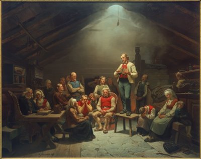 La devoción de los haugianos / Tidemand de Adolph Tidemand