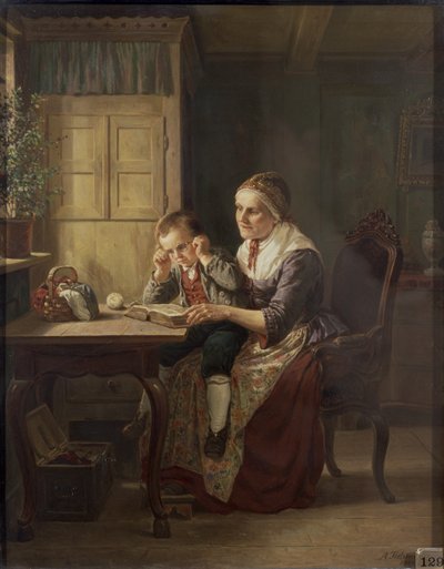 El cariño de la abuela de Adolph Tidemand