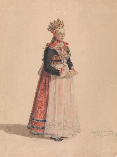 Ingeborg Andresdatter Gulsvik como novia de Adolph Tidemand