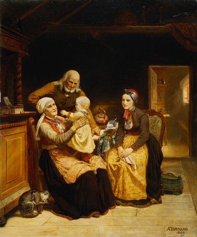 La visita a los abuelos; Besoget Hos Bedsteforaeldrene de Adolph Tidemand