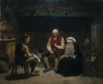 Noticias trágicas (óleo sobre lienzo) de Adolph Tidemand