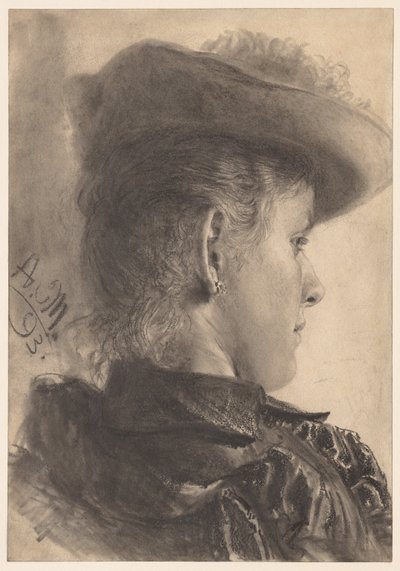 Busto de una mujer, vista desde atrás, 1893 de Adolph Menzel