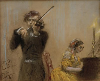 Clara Schumann y Joseph Joachim tocando música de Adolph Menzel