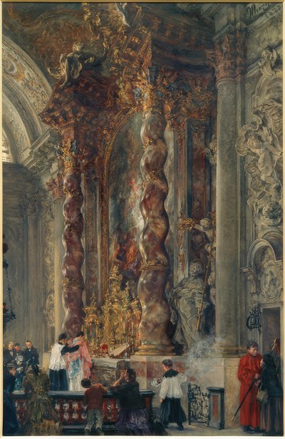 El altar mayor de la iglesia de Damenstift en Múnich de Adolph Menzel