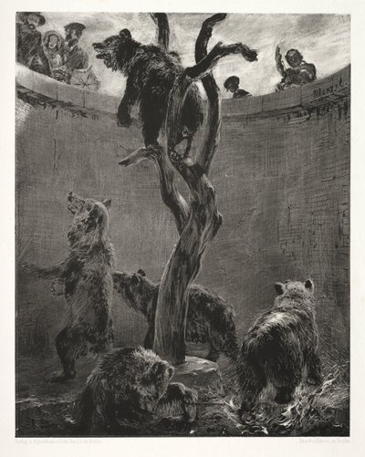 Ensayo sobre Piedra con Pincel y Raspador: El Foso del Oso de Adolph Menzel