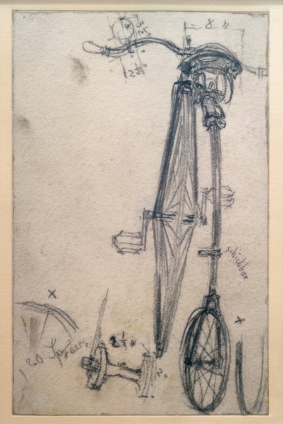 Bicicleta de rueda alta, vista desde atrás de Adolph Menzel