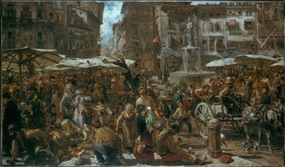 Piazza d’Erbe en Verona de Adolph Menzel