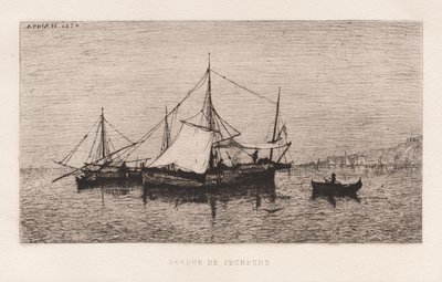 Barco de pesca, barco de navegación costera, costa italiana, 1874 de Adolphe Appian