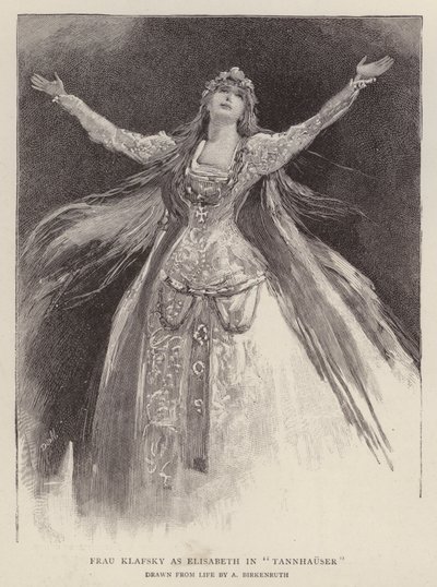 Soprano húngara Katharina Klafsky como Elisabeth en la ópera Tannhauser de Richard Wagner en la Royal Opera House, Covent Garden, Londres de Adolphe Birkenruth
