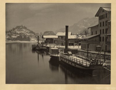 Barcos de vapor en su amarre de invierno, Suiza de Adolphe Braun