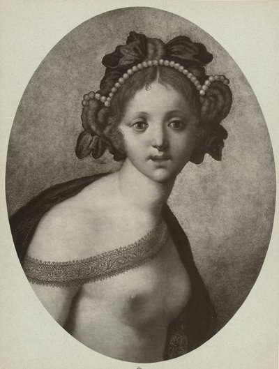 Reproducción fotográfica de una pintura de una figura femenina, posiblemente una diosa Venus (título sobre el objeto) de Adolphe Braun and Cie. (attributed to)