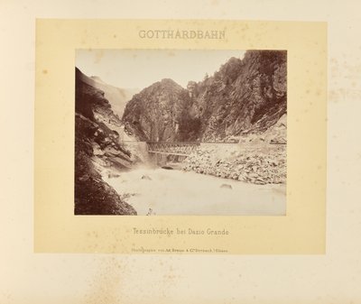 Ferrocarril del Gotardo: puente del Tesino cerca de Dazio Grande de Adolphe Braun and Cie
