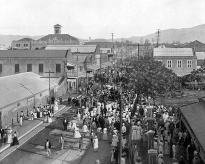 Calle King mirando al norte, Kingston, Jamaica, c1905 de Adolphe Duperly and Son