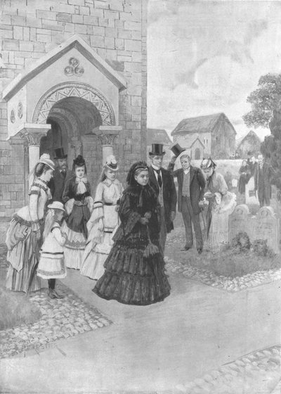 La vida de la Reina Victoria en Osborne: Su Majestad en la iglesia de Whippingham, c1860s, 1901 de Adolphe Forestier