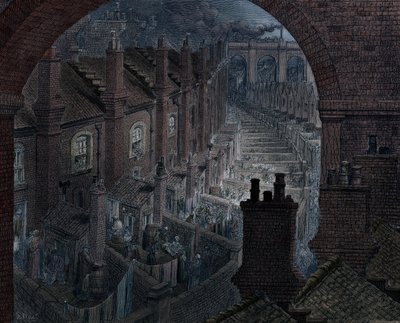 Sobre Londres en tren, 1872 de Adolphe Francois Pannemaker