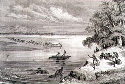 Cruzando el Río Colorado en la década de 1860 de Adolphe Gusman