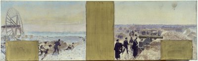 Boceto para el gabinete del prefecto del Hôtel de Ville de París: Marins en expédition. El globo sobre las trincheras de Adolphe Gustave Binet
